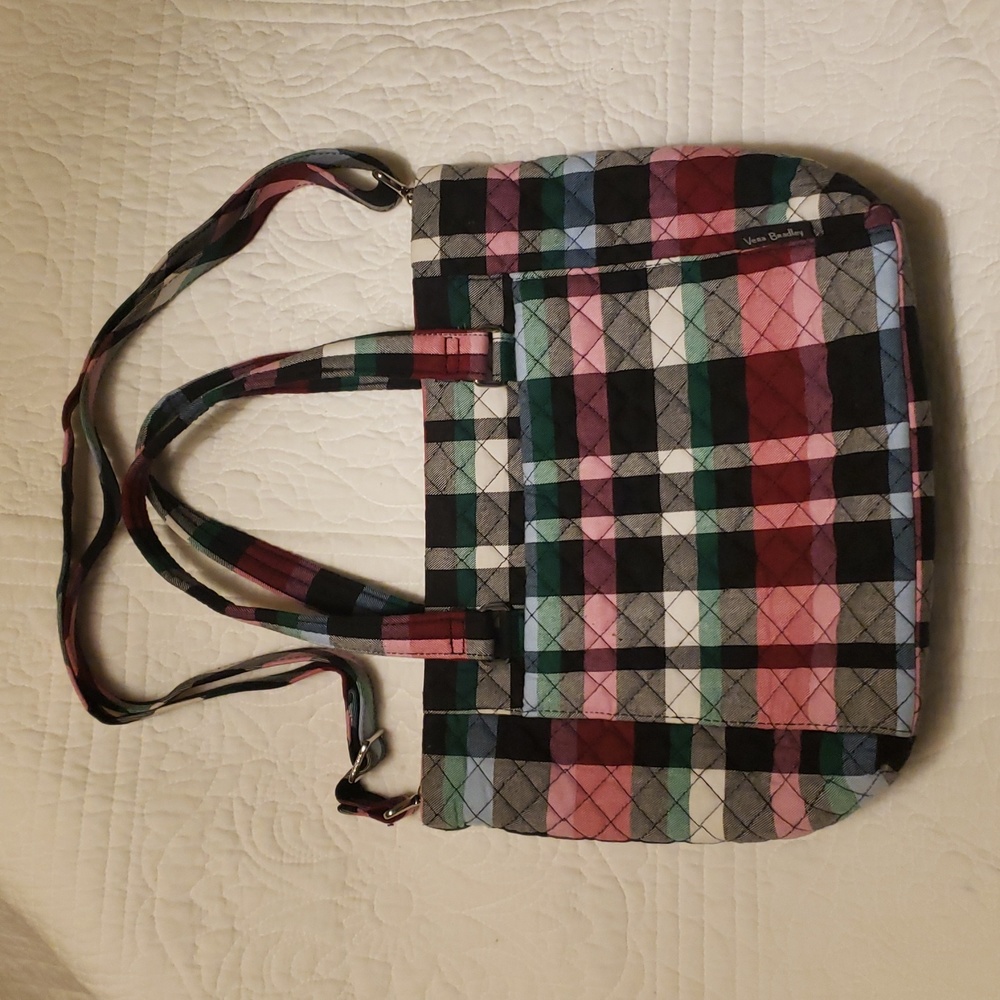 VERA BRADLEY MULTI STRAP SHOULDER BAG in Ribbons Plaid pattern